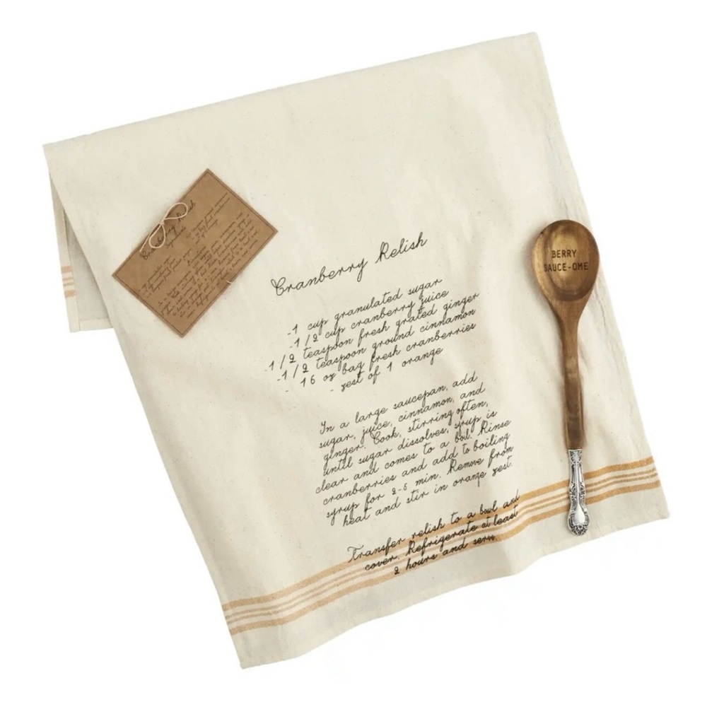 Mud Pie Holiday Cranberry Relish Recipe Kitchen Towel And Spoon 3 Piece  Set